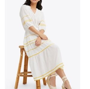 Draper James Msrtina Popover Ric Rac Midi Dress Sz.M